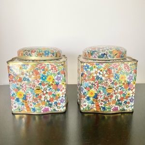 Vintage Floral Tea Holder Tins